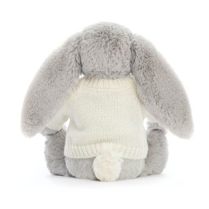 Bashful Silver Bunny with Personalised Cream Jumper
