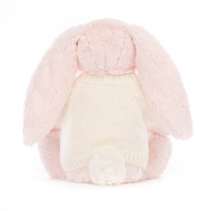 Bashful Pink Bunny with Personalised Cream Jumper
